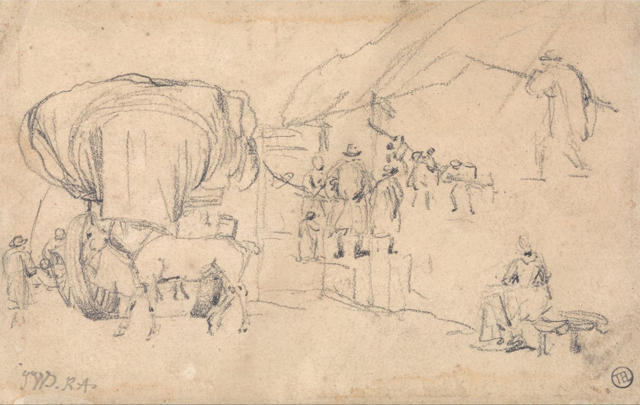 Luonnosarkki: Wagon, Horse, Milkmaid and Other Figure Studies: Wagon, Horse, Milkmaid and Other Figure Studies tekijältä James Ward