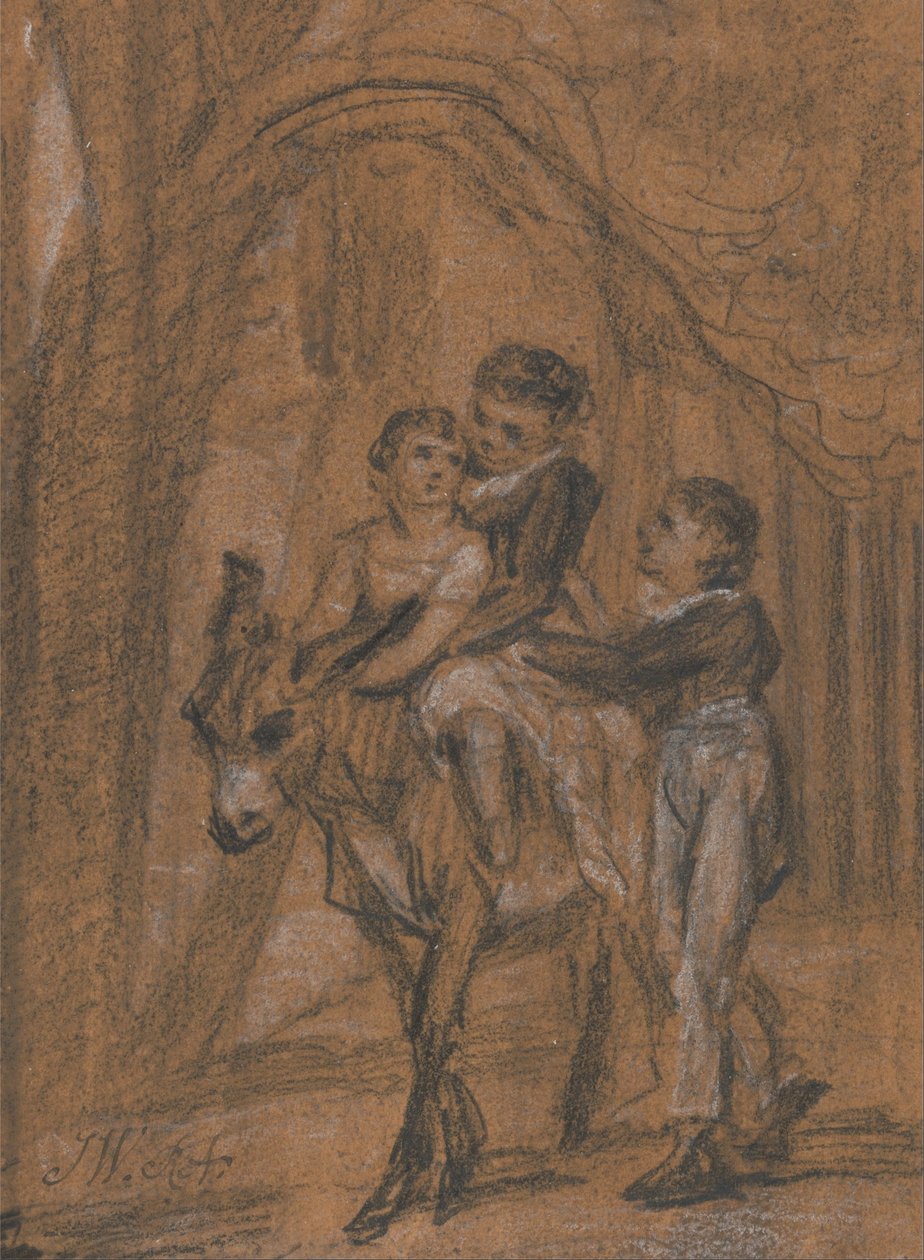 Tutkimus öljymaalausta "Theophilus Levittin, Esquire, lapset" varten. (Nämä olivat Wardin usein käyttämän mesenaatin Theophilus Levettin, Staffordshiresta kotoisin olevan Theophilus Levettin lapsia.) tekijältä James Ward