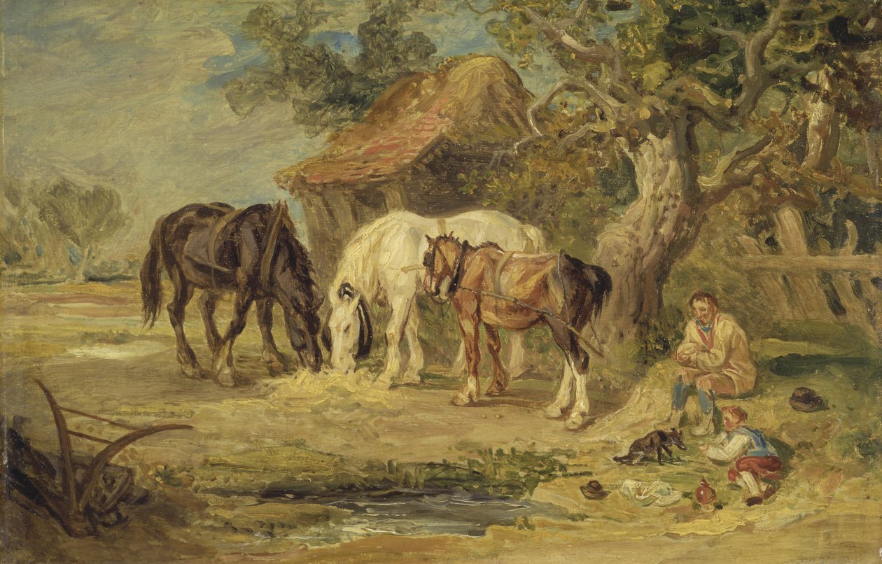Keskipäivän ateria, n. 1830-40 (öljy paneelille) tekijältä James Ward
