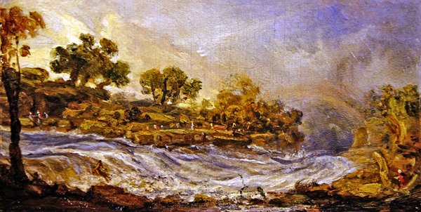 Rapids Falls of the Clyden yllä, Lanarkshire (öljy paneelissa) tekijältä James Ward