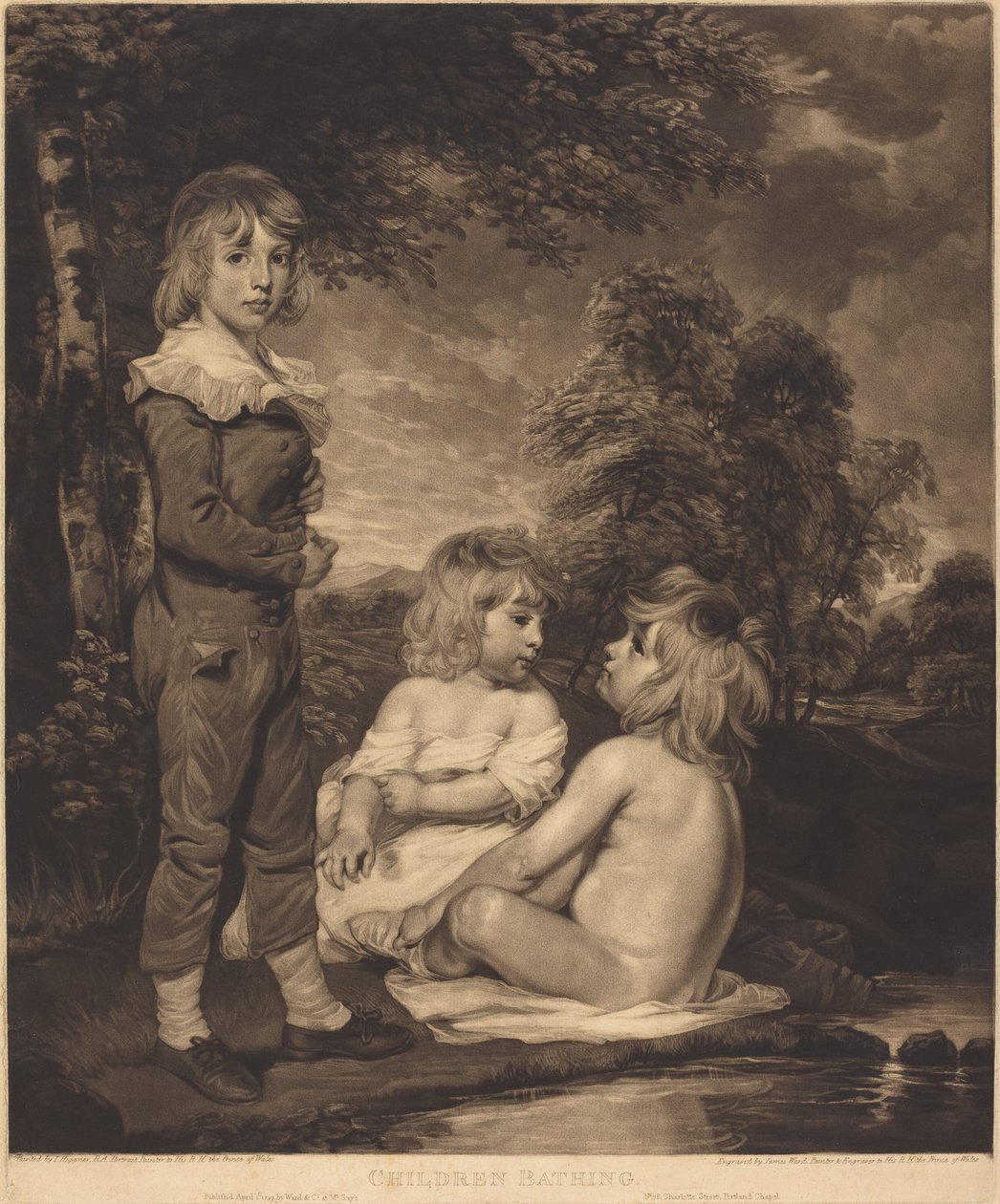 Lapset uimassa (The Hoppner Children) tekijältä James Ward after John Hoppner