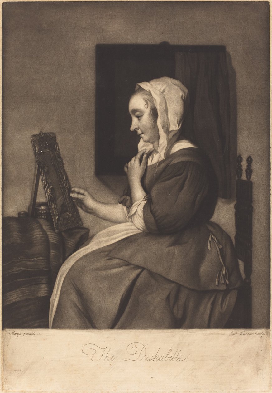 Deshabille tekijältä James Watson after Gabriel Metsu