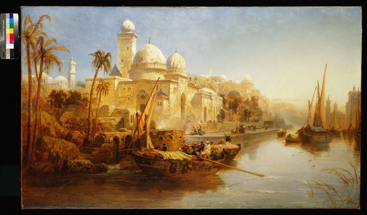 Alukset ankkuroituna maurilaisen palatsin portaille, 1875 tekijältä James Webb