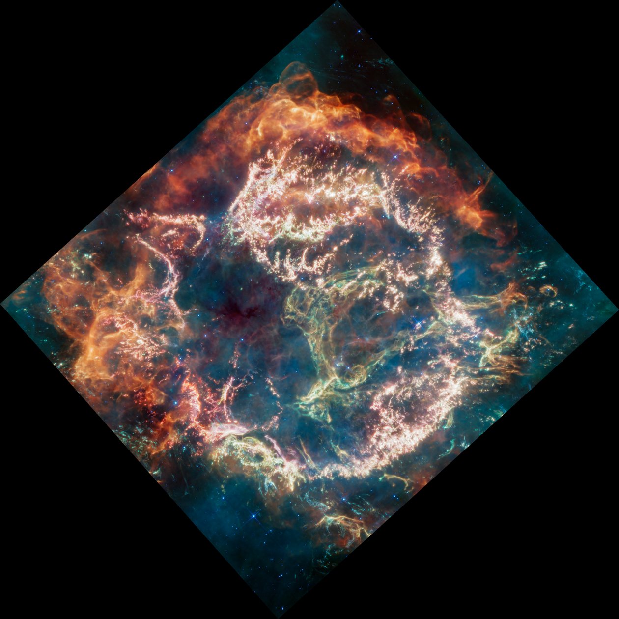 Cassiopeia A (MIRI-kuva) tekijältä James Webb Space Telescope (NASA)
