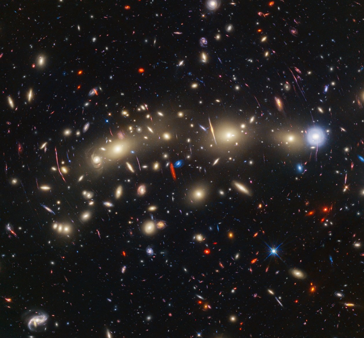 MACS 0416 (Hubble ACS ja WFC3 + Webb NIRCam -kuva) tekijältä James Webb Space Telescope (NASA)