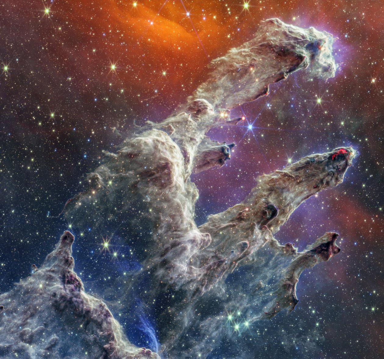 Luomisen pilarit (NIRCam ja MIRI Composite) tekijältä James Webb Space Telescope (NASA)