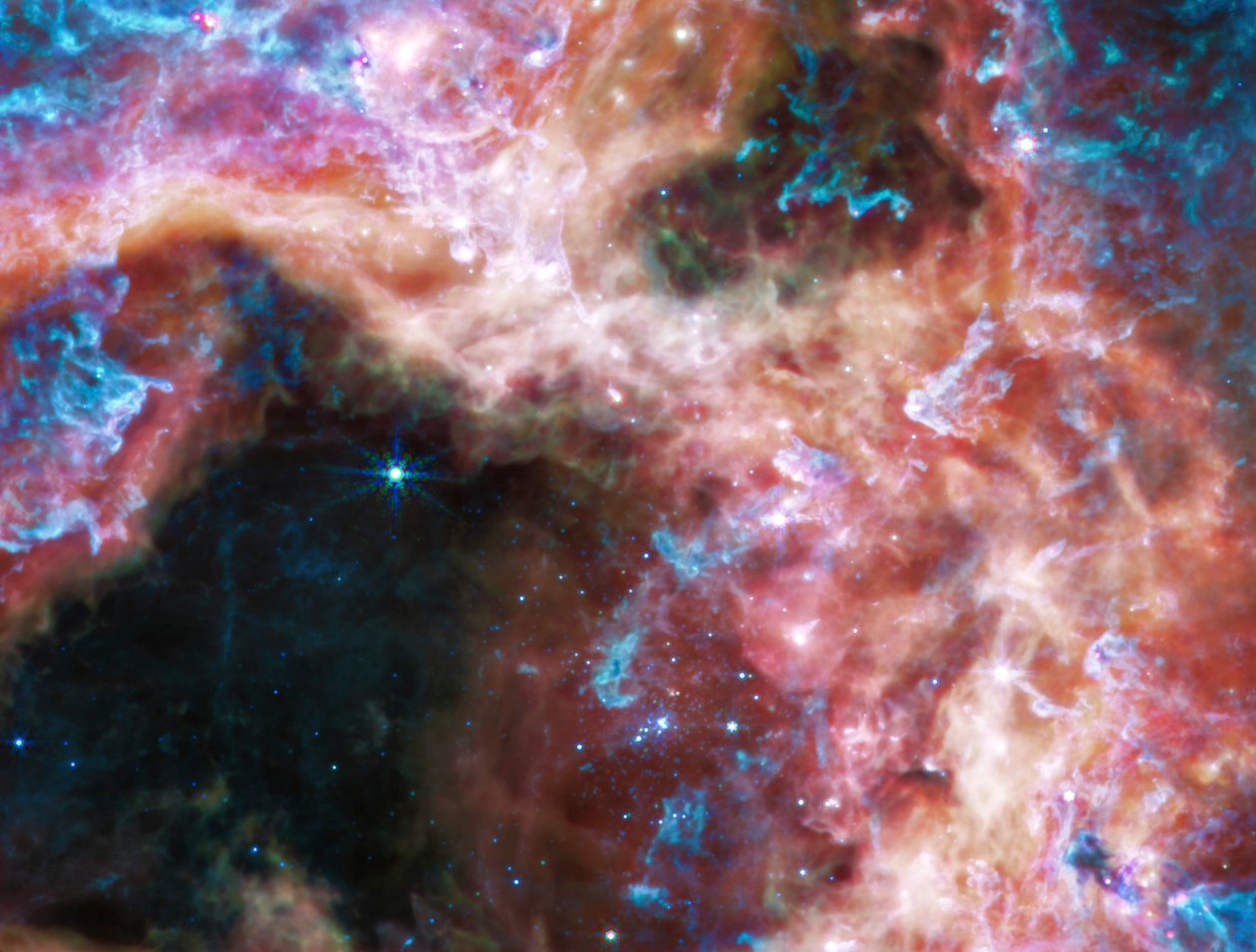 Tarantula-sumu (MIRI-kuva) tekijältä James Webb Space Telescope (NASA)