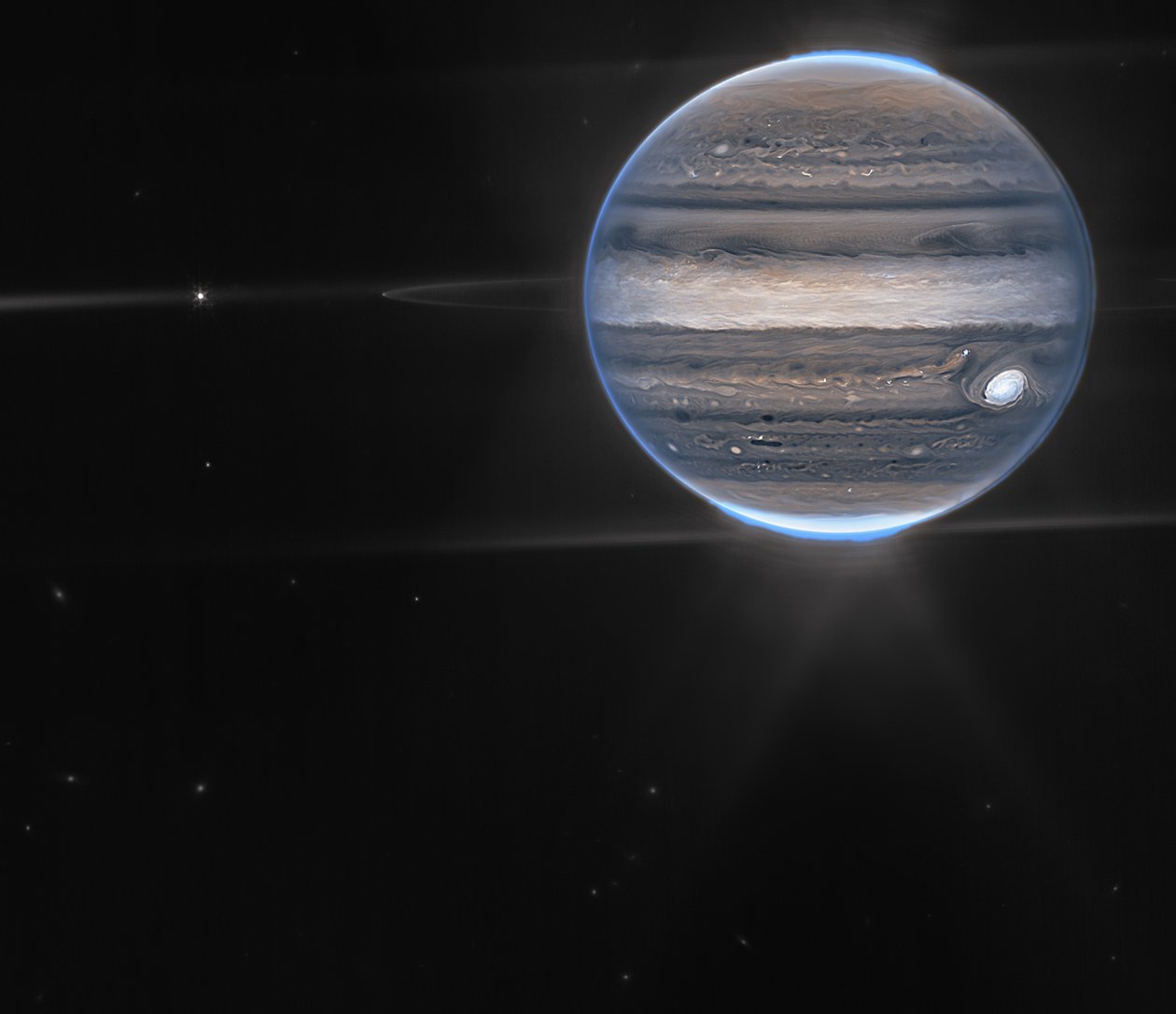 Webbin Jupiter Images Showcase Auroras, Hazes tekijältä James Webb Space Telescope (NASA)