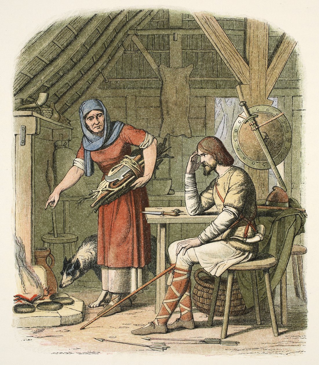 Alfred neatherdin mökissä, n. 878 jKr., Englannin Chroniclesta 55–1485, pub. Lontoo tekijältä James William Edmund Doyle