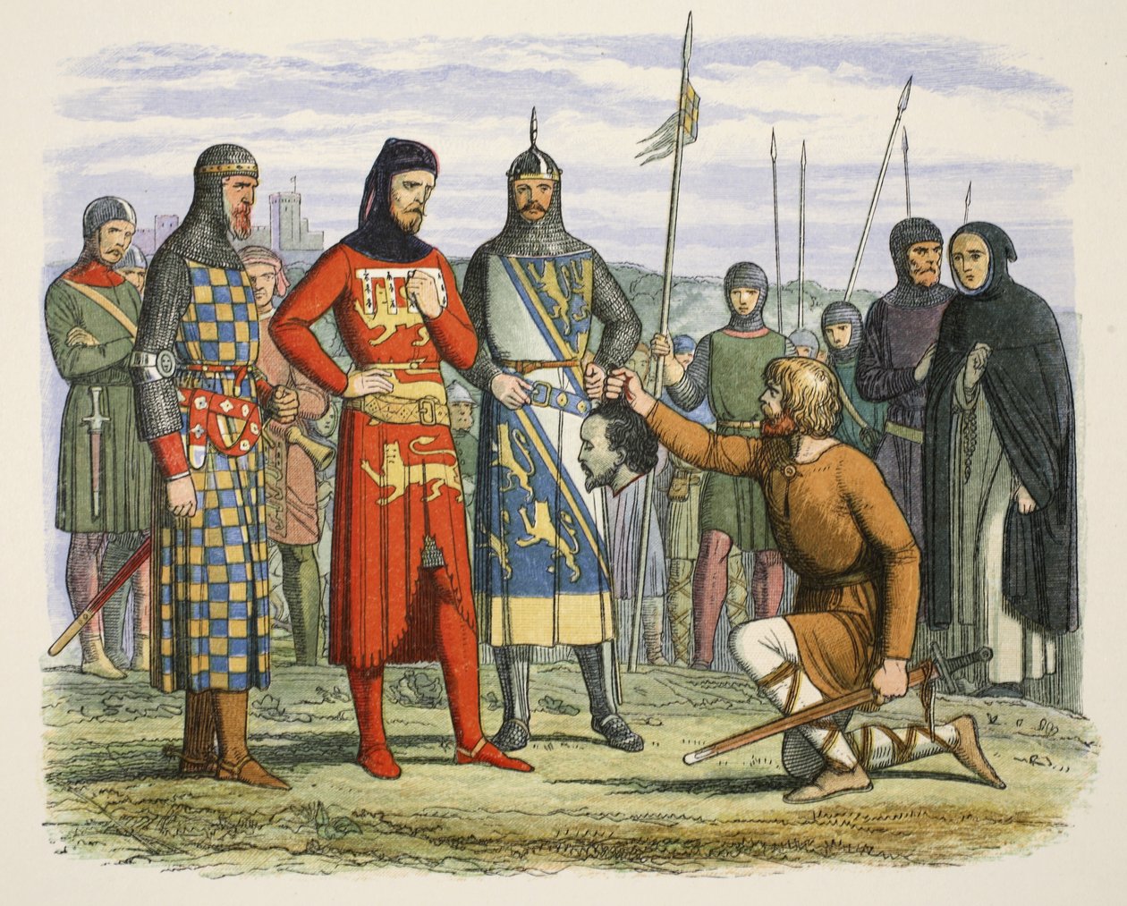 Gavestonin pää näytetään Earl of Lancasterille, A Chronicle of England eKr. 55–1485, pub. Lontoo tekijältä James William Edmund Doyle