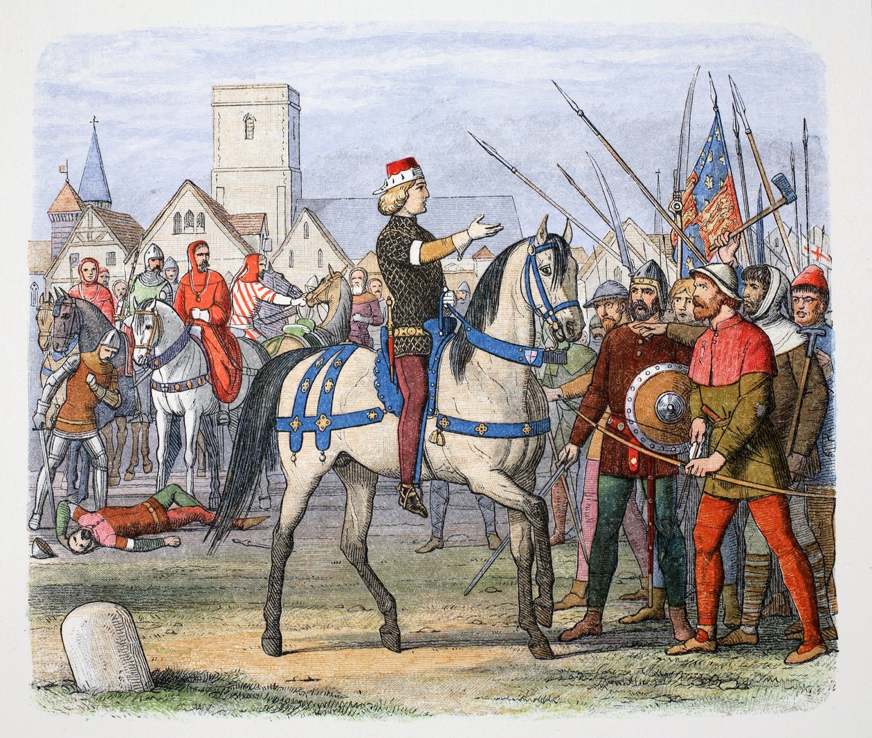 Kuningas Richard II tapaa kapinalliset Smithfieldissä, talonpoikien kapinassa, 1381 1864. tekijältä James William Edmund Doyle