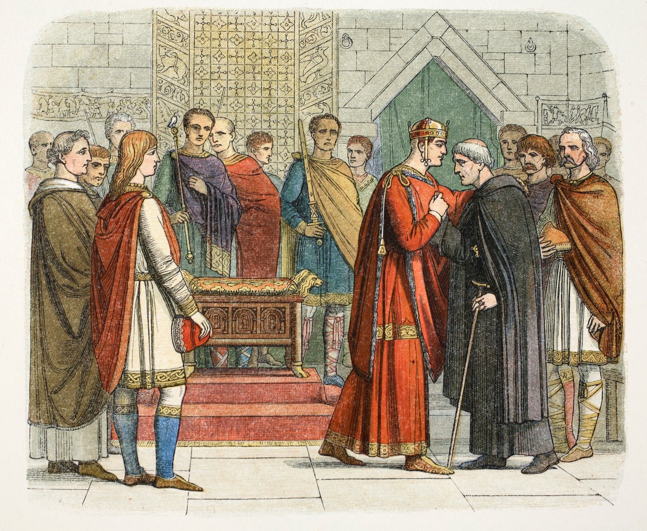 Kuningas Vilhelm I maksaa tuomion Englannin johtajille, c1066 1864 tekijältä James William Edmund Doyle