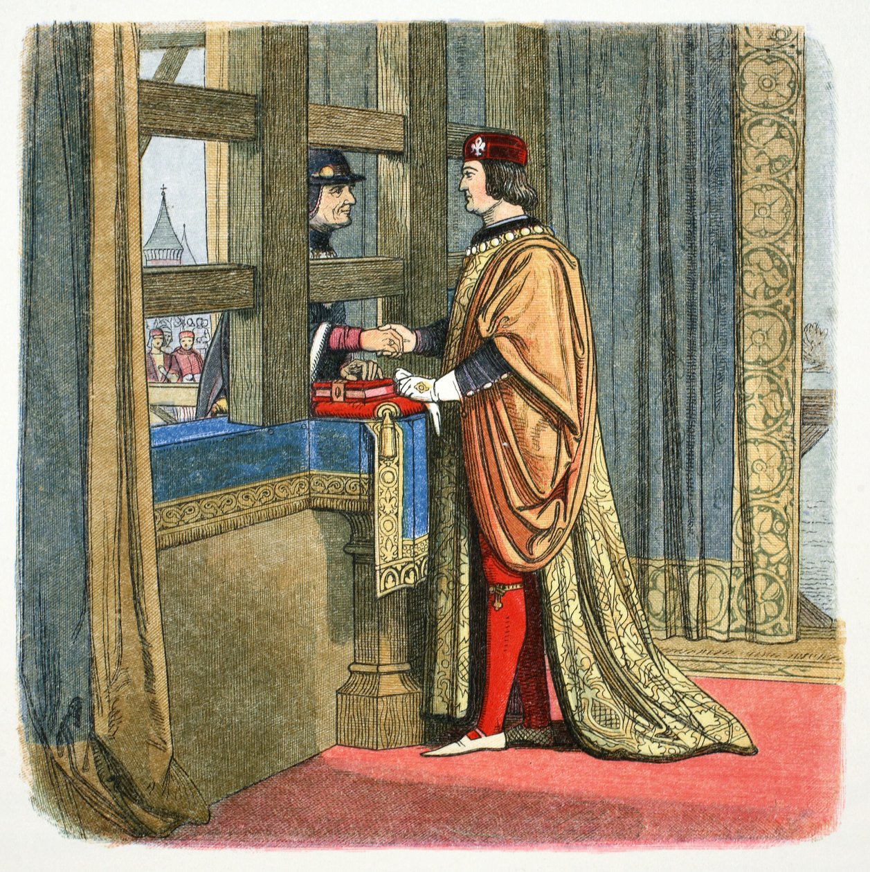 Edward IV:n Englannin ja Ludvig XI:n Ranskan tapaaminen Picquignyssä, Ranskassa, 1475 1864 tekijältä James William Edmund Doyle