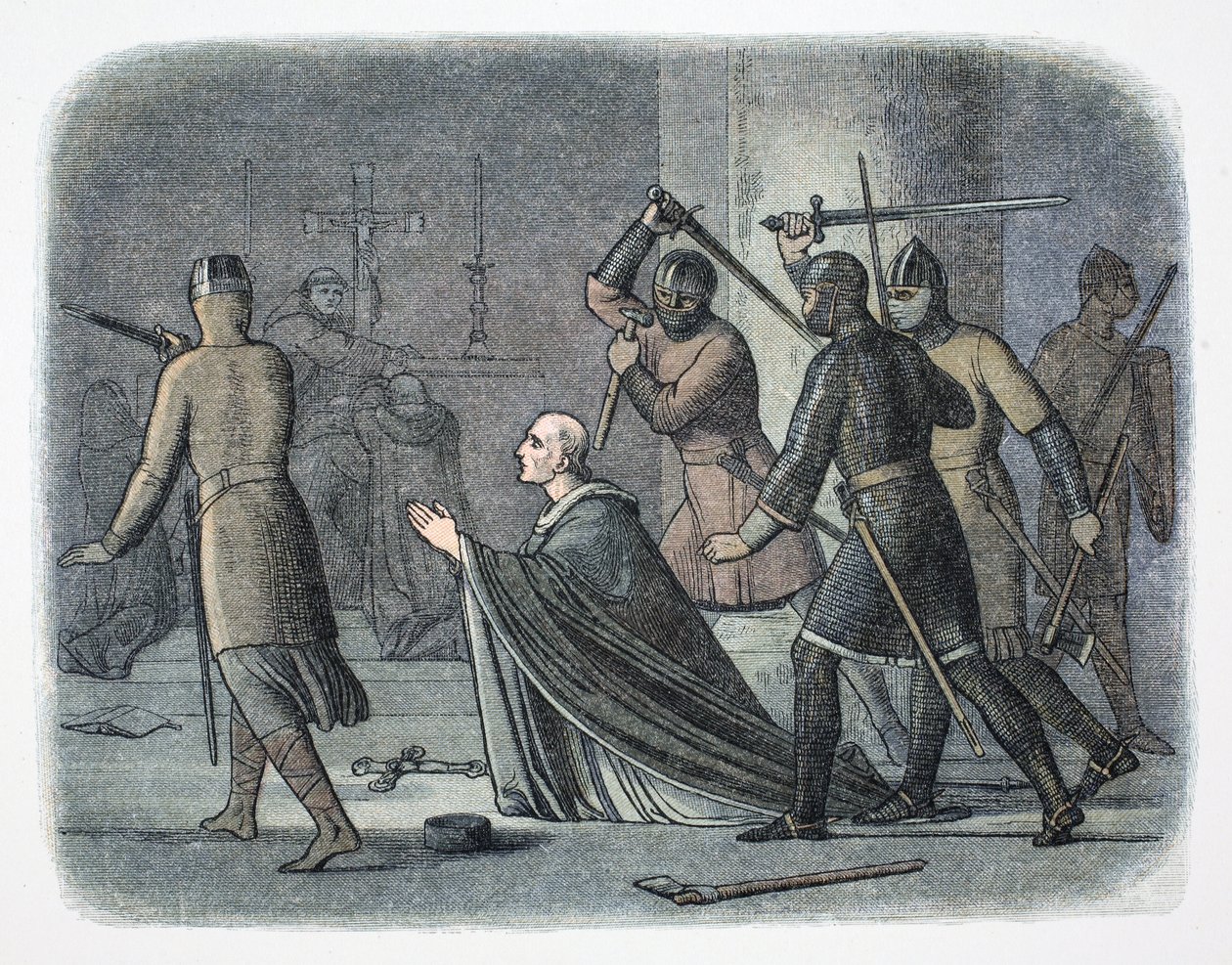 Assassinat de Thomas Becket, catedral de Canterbury, Kent, 1170 1864. finlandès tekijältä James William Edmund Doyle
