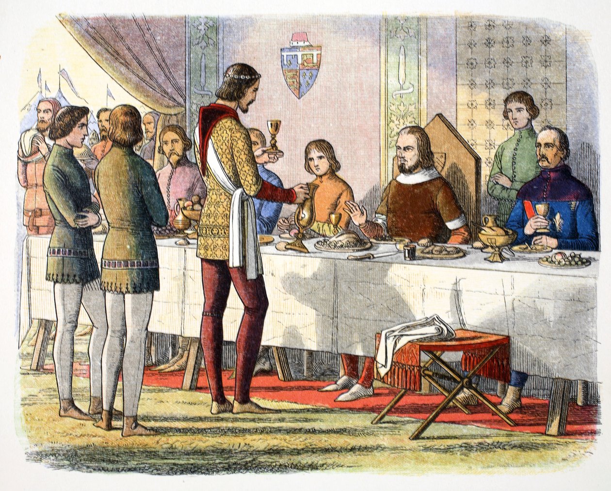 Prinssi Edward palvelee John of Artoisia pöydässä voitettuaan hänet Poitiersissa, 1356 1864 tekijältä James William Edmund Doyle