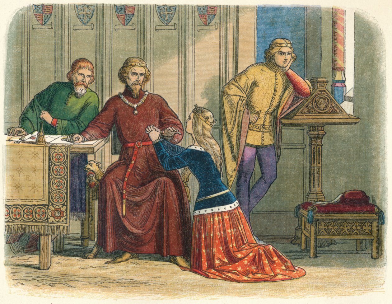 Kuningatar Anne rukoilee Sir Simon Burleytä, 1388 1864 tekijältä James William Edmund Doyle