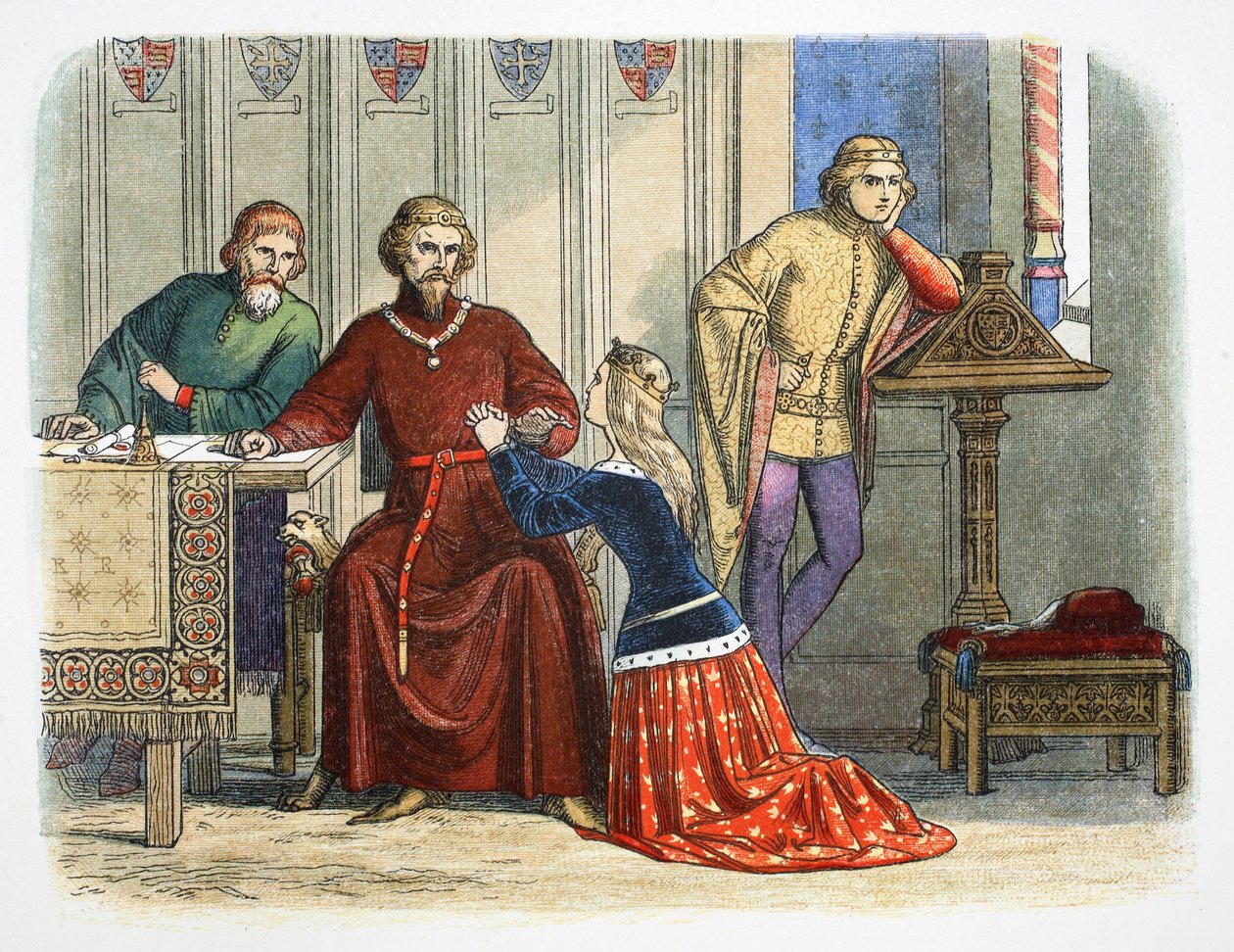 Kuningatar Anne rukoilee Gloucesterin ja Arundelin kanssa Sir Simon de Burleyn puolesta, 1388 1864 tekijältä James William Edmund Doyle