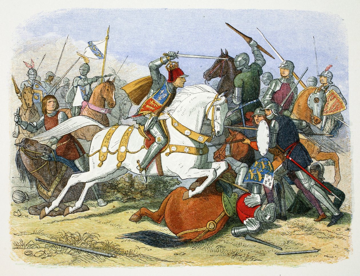Richard III Englannista Bosworth Fieldin taistelussa, Leicestershire, 1485 1864 tekijältä James William Edmund Doyle
