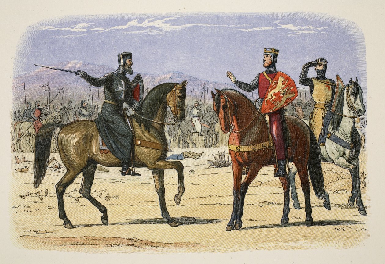 Richard and the Master of St John, Joppa, 23. heinäkuuta 1191, julkaisusta A Chronicle of England eKr. 55–1485, pub. Lontoo, 1863 tekijältä James William Edmund Doyle