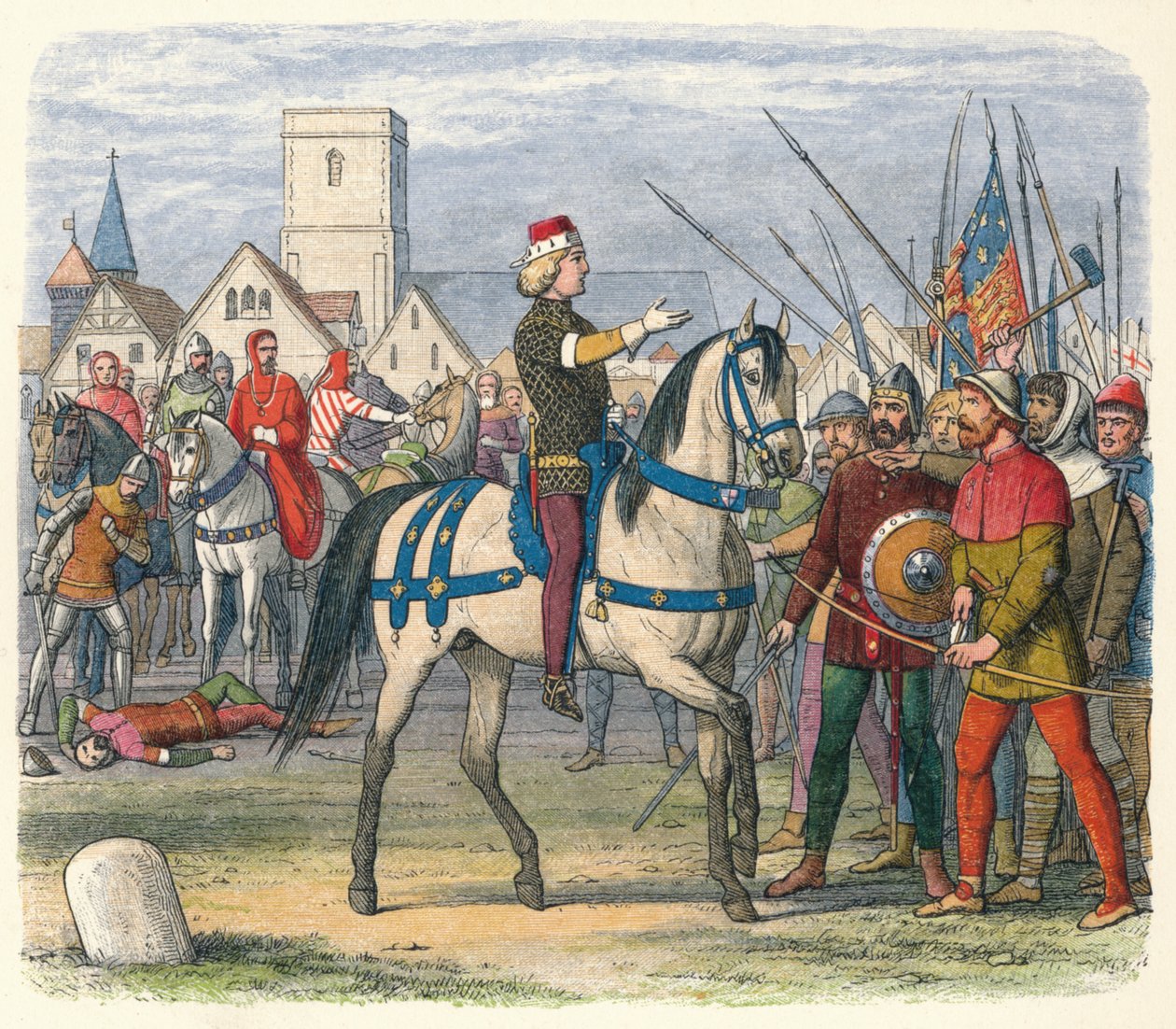 Richard ottaa kapinallisten komennon, 1381 1864 tekijältä James William Edmund Doyle