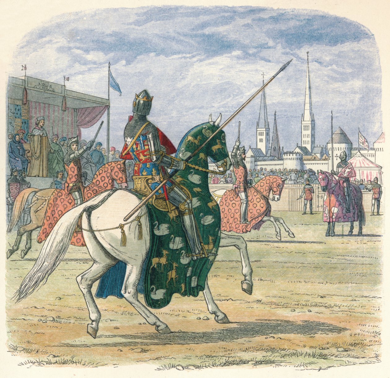 Richard lopettaa kaksintaistelun Herefordin ja Norfolkin välillä, 1398 1864 tekijältä James William Edmund Doyle