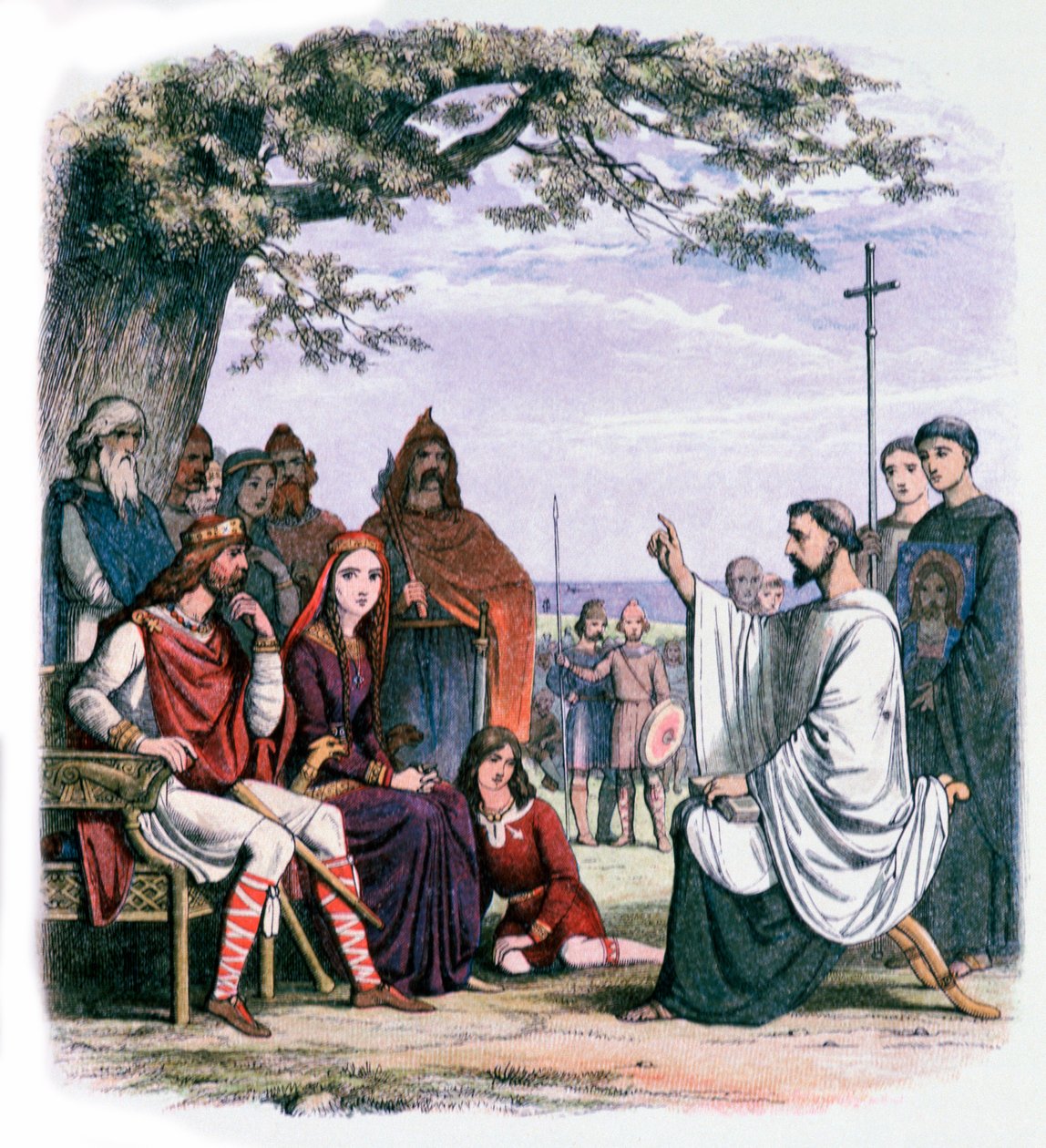 Pyhä Augustinus saarnaa kuningas Ethelbertille ja kuningatar Berthalle, 1800-luku tekijältä James William Edmund Doyle