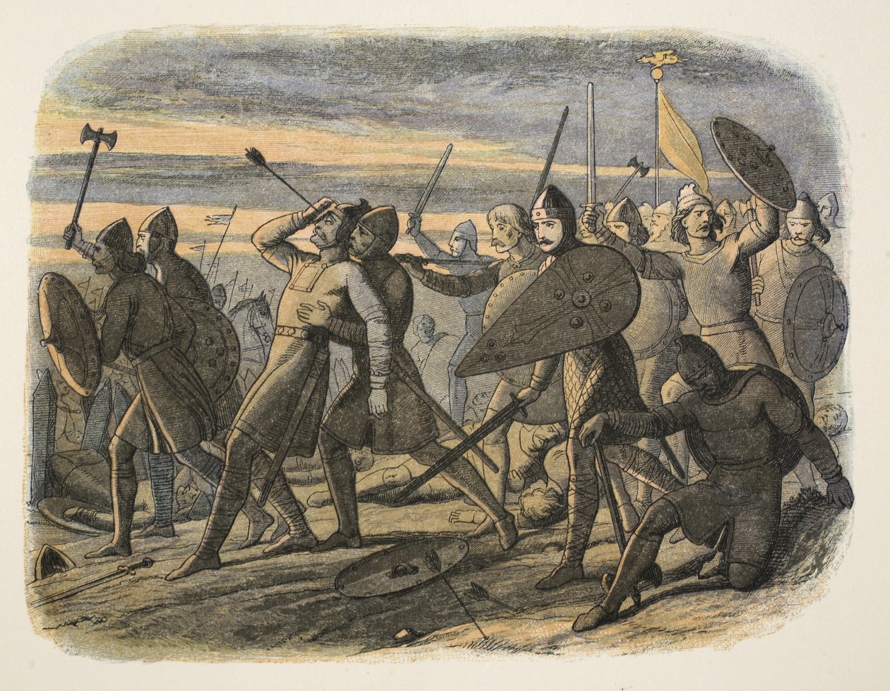 Harold II:n kuolema Hastingsin taistelussa, 1066, Englannin Chroniclesta 55–1485, pub. Lontoo, 1863 tekijältä James William Edmund Doyle