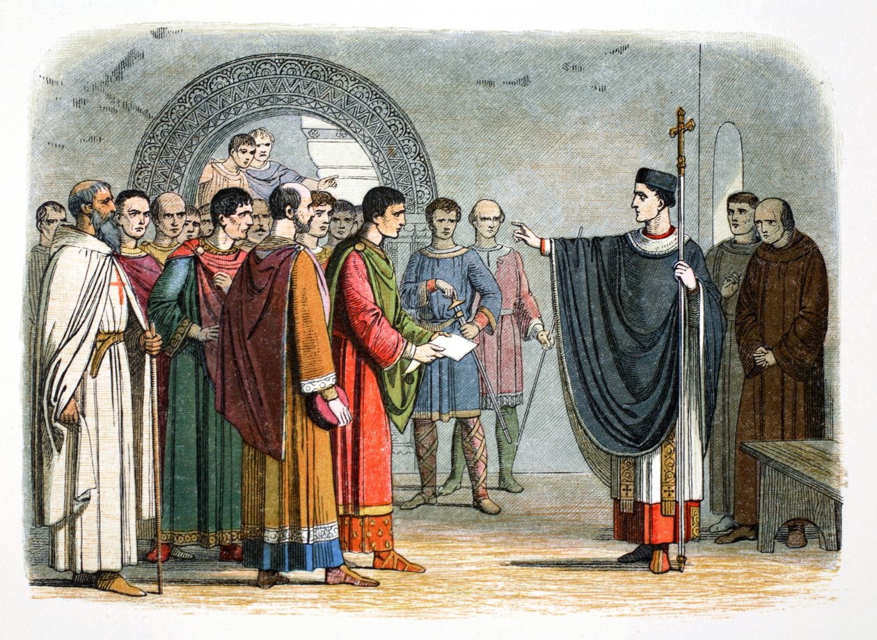 Thomas a Becket kieltää Leicesterin jaarlia tuomitsemasta häntä, 1162 1864 tekijältä James William Edmund Doyle