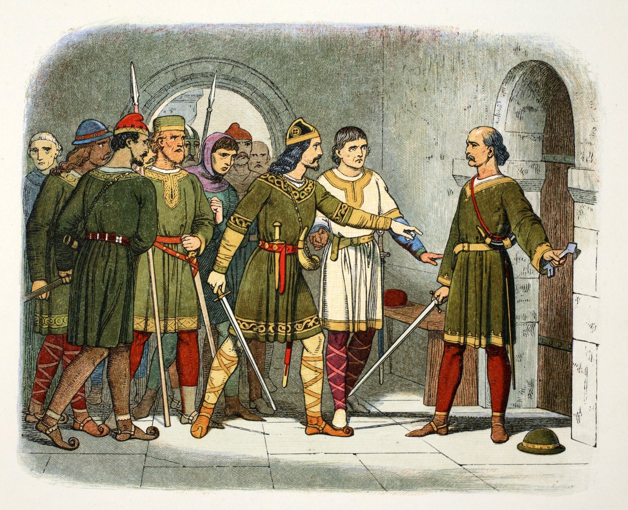 William de Breteuil puolustaa valtionkassaa, Winchester, Hampshire, 1100 1864. tekijältä James William Edmund Doyle