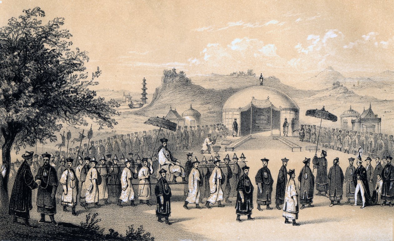 Kiinan keisarin lähestymistapa Britannian suurlähettilään vastaanottamiseksi, 1847 tekijältä James William Giles