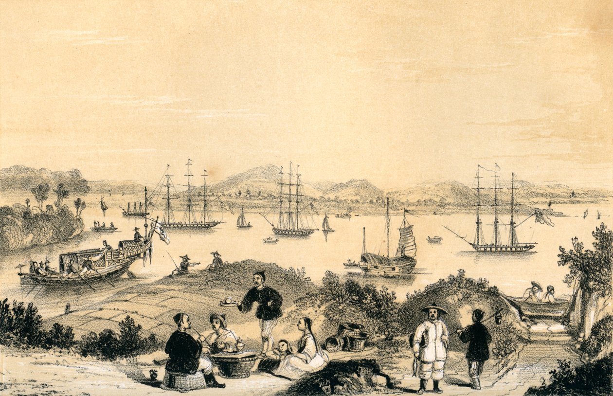 Whampoa lähellä Kantonia, eurooppalaisen merenkulun ankkuripaikka, 1847 tekijältä James William Giles