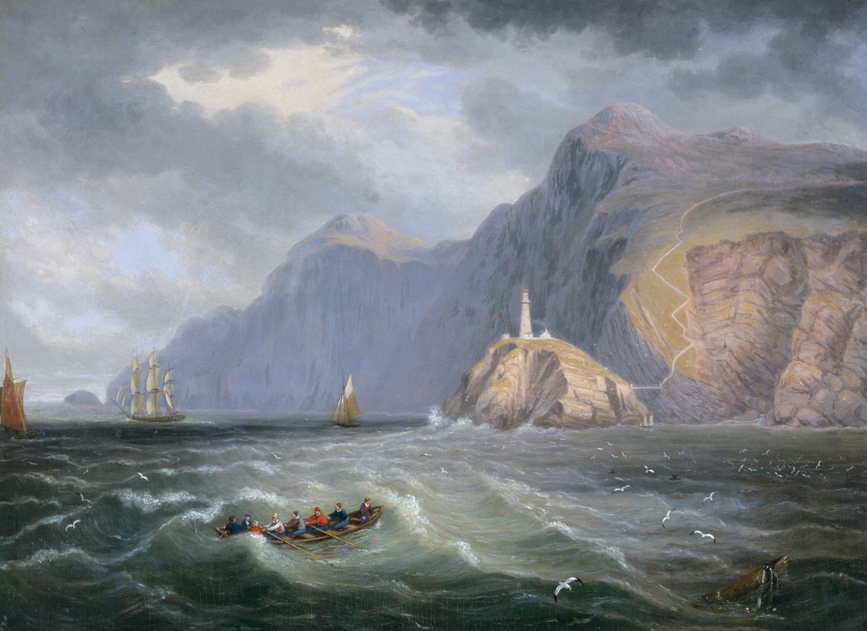 "South Stack Rock Holyhead", 1820-1830 tekijältä James Wilson Carmichael