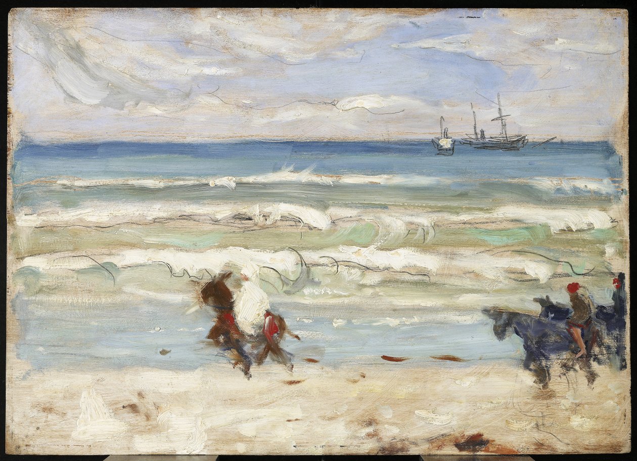 Beach Scene, Tanger, n. 1911 (öljyä ja grafiittia paneelissa) tekijältä James Wilson Morrice