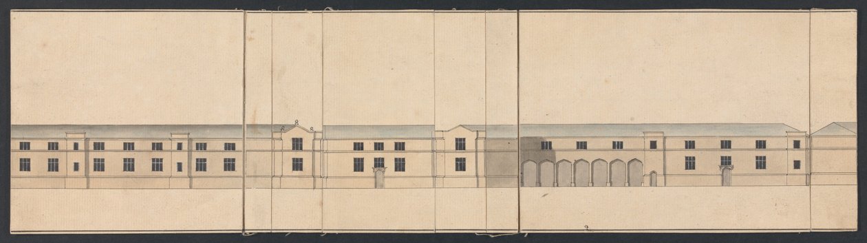 Cobham Hall, Kent: tallirakennusten julkisivupiirustus tekijältä James Wyatt