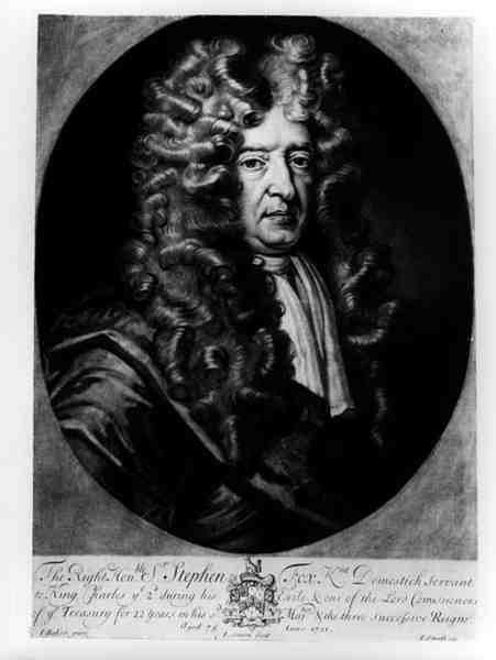 Sir Stephen Fox (1627-1716) 75-vuotias, kaiverrus J. Simon, 1701 tekijältä James after Baker