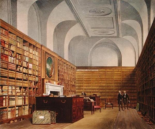 Kings Library, Buckingham House, kirjasta The History of the Royal Residences, kaiverrus James Baily, William Henry Pyne (1769-1843), 1819 (katso myös 169795) tekijältä James after Stephanoff