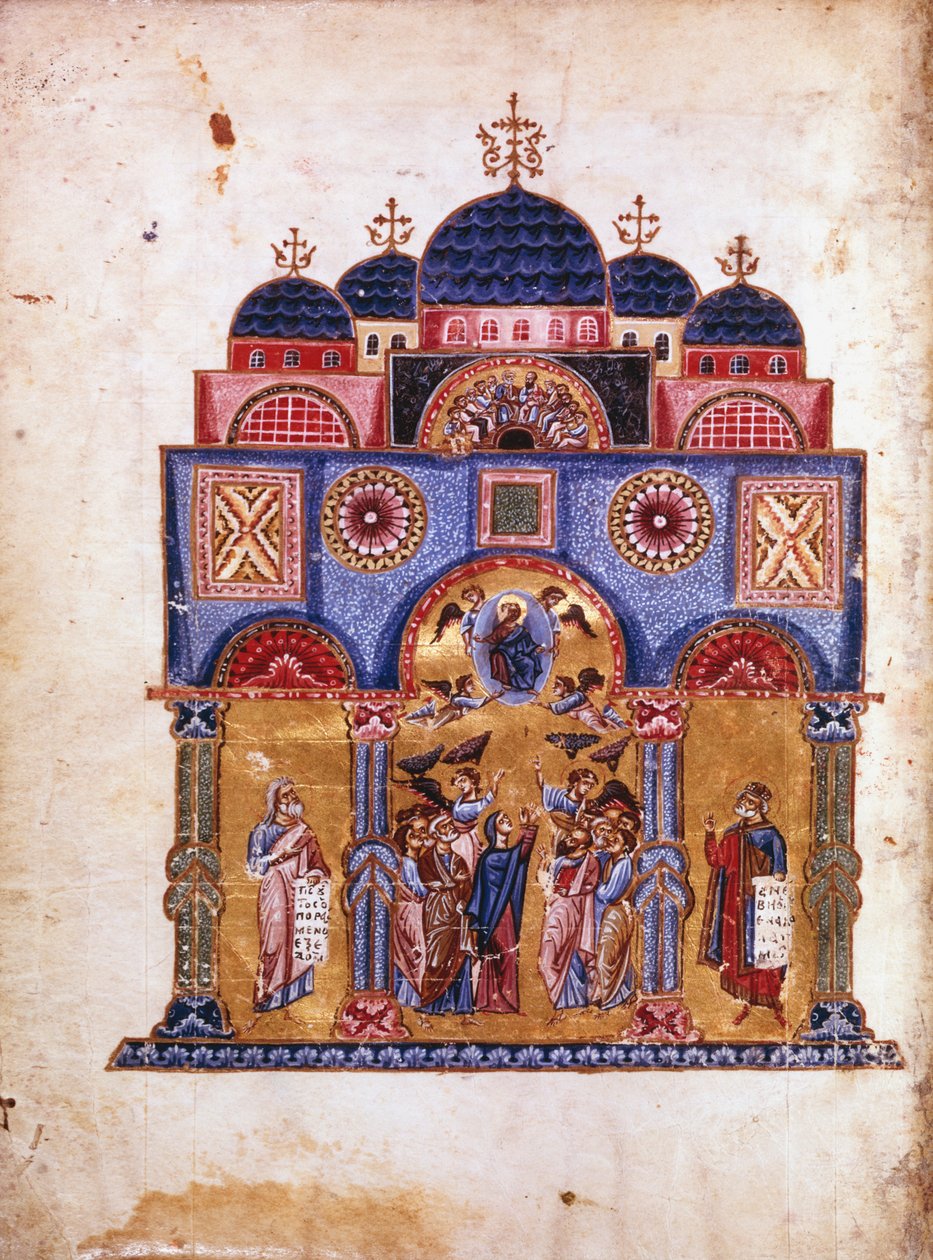 Kuvitus Homilies on the Virgin, Bysantin käsikirjoitus, 1100-luku tekijältä James of Kokkinobaphos