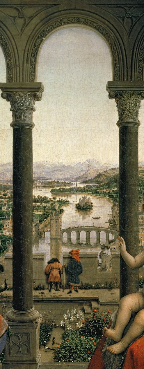 Rolin Madonna (La Vierge de Chancelier Rolin), n. 1435 (paneeli) (yksityiskohta vuodelta 2993) tekijältä Jan van Eyck