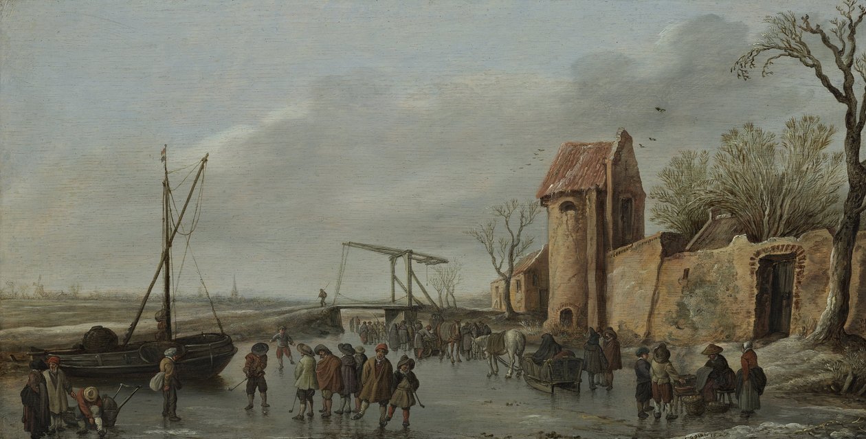 Kohtaus jäällä tekijältä Jan Josephsz van Goyen