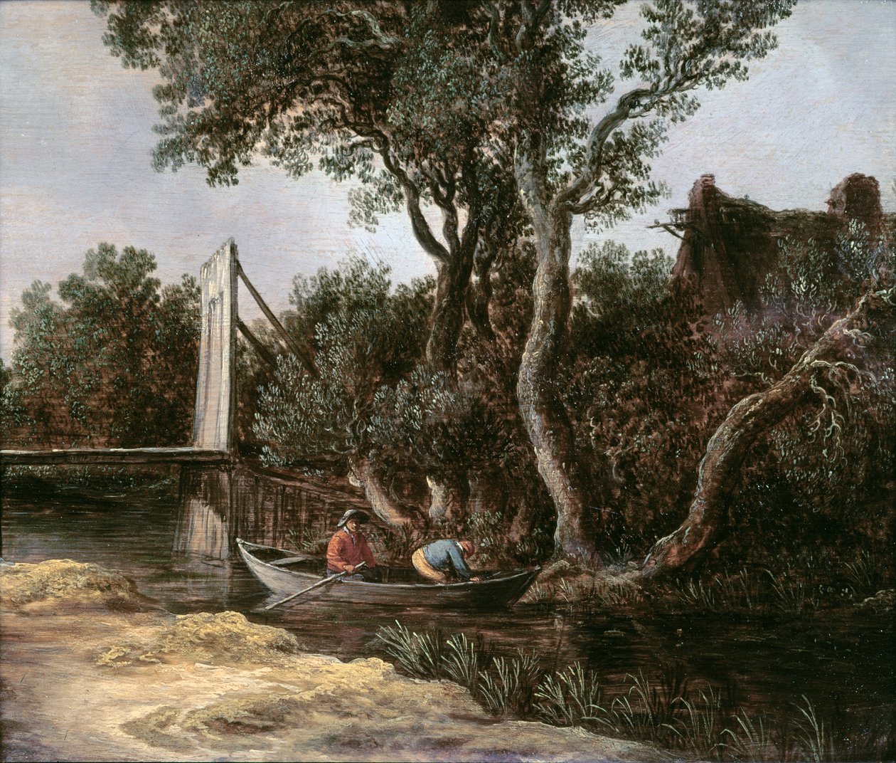 Maisema sillan kanssa, n. 1628 tekijältä Jan Josephsz van Goyen