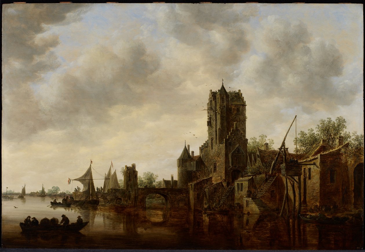 Jokimaisema ja Pellecussen-portti lähellä Utrechtia, 1648 tekijältä Jan Josephsz van Goyen