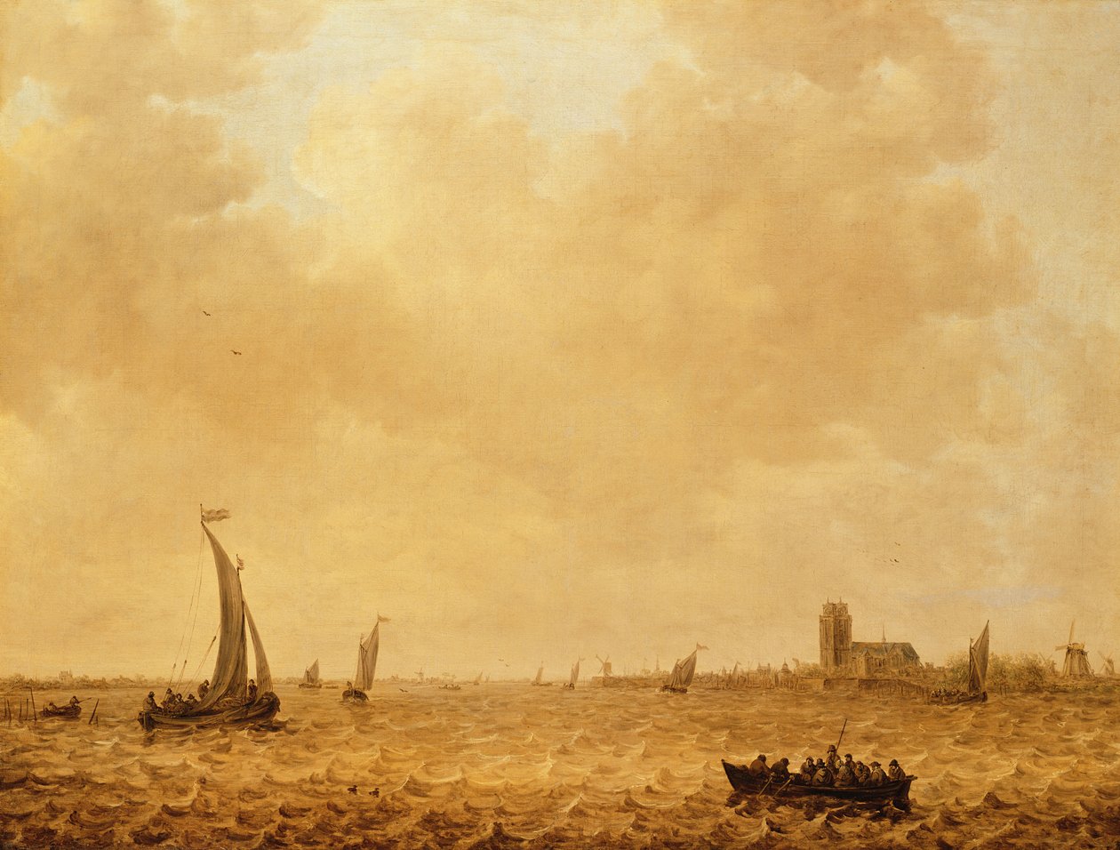 Näkymä Vanhalle Maasille, Dordrechtin kaupunki tekijältä Jan Josephsz van Goyen