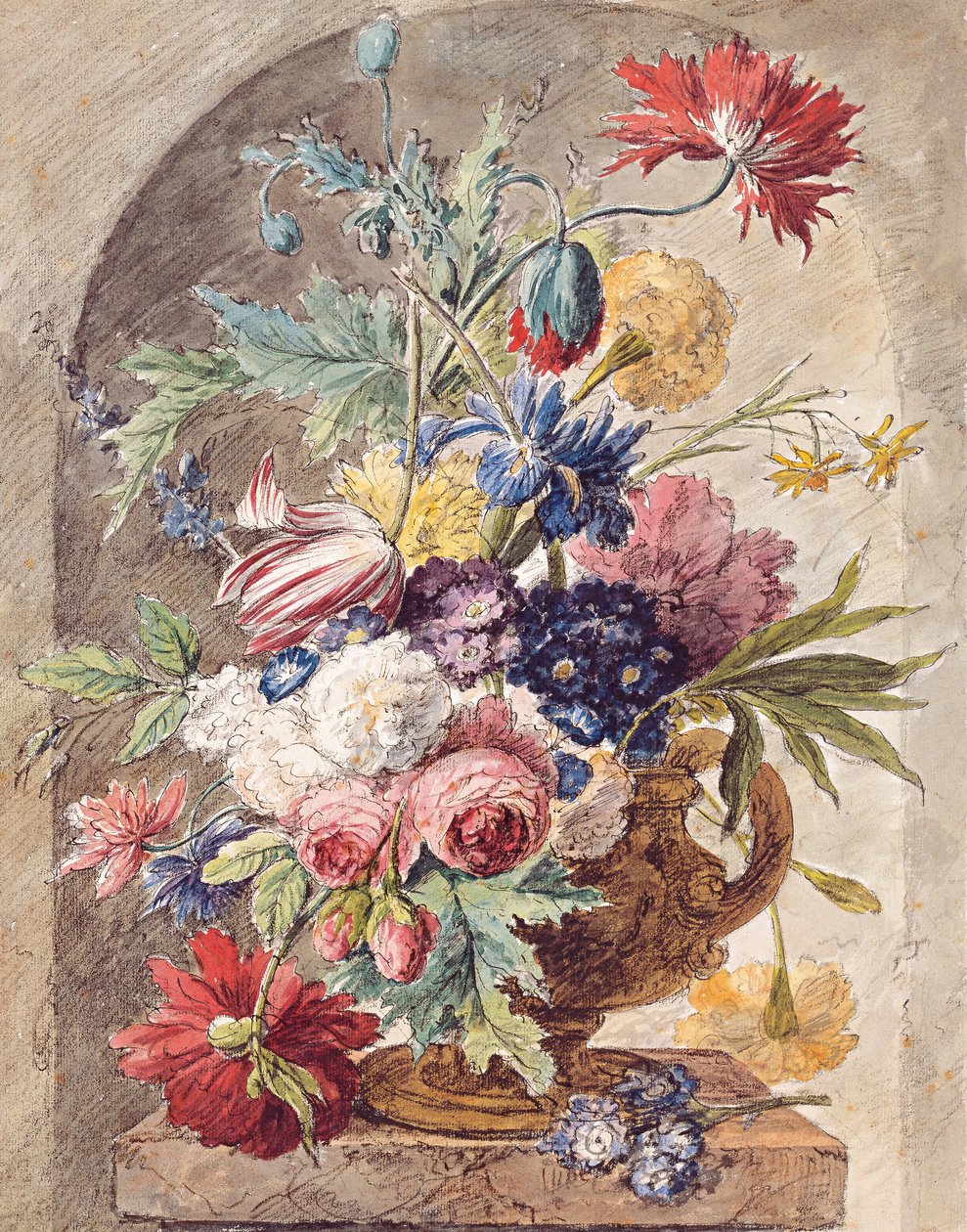 Kukka -asetelma, c. 1734 tekijältä Jan van Huysum