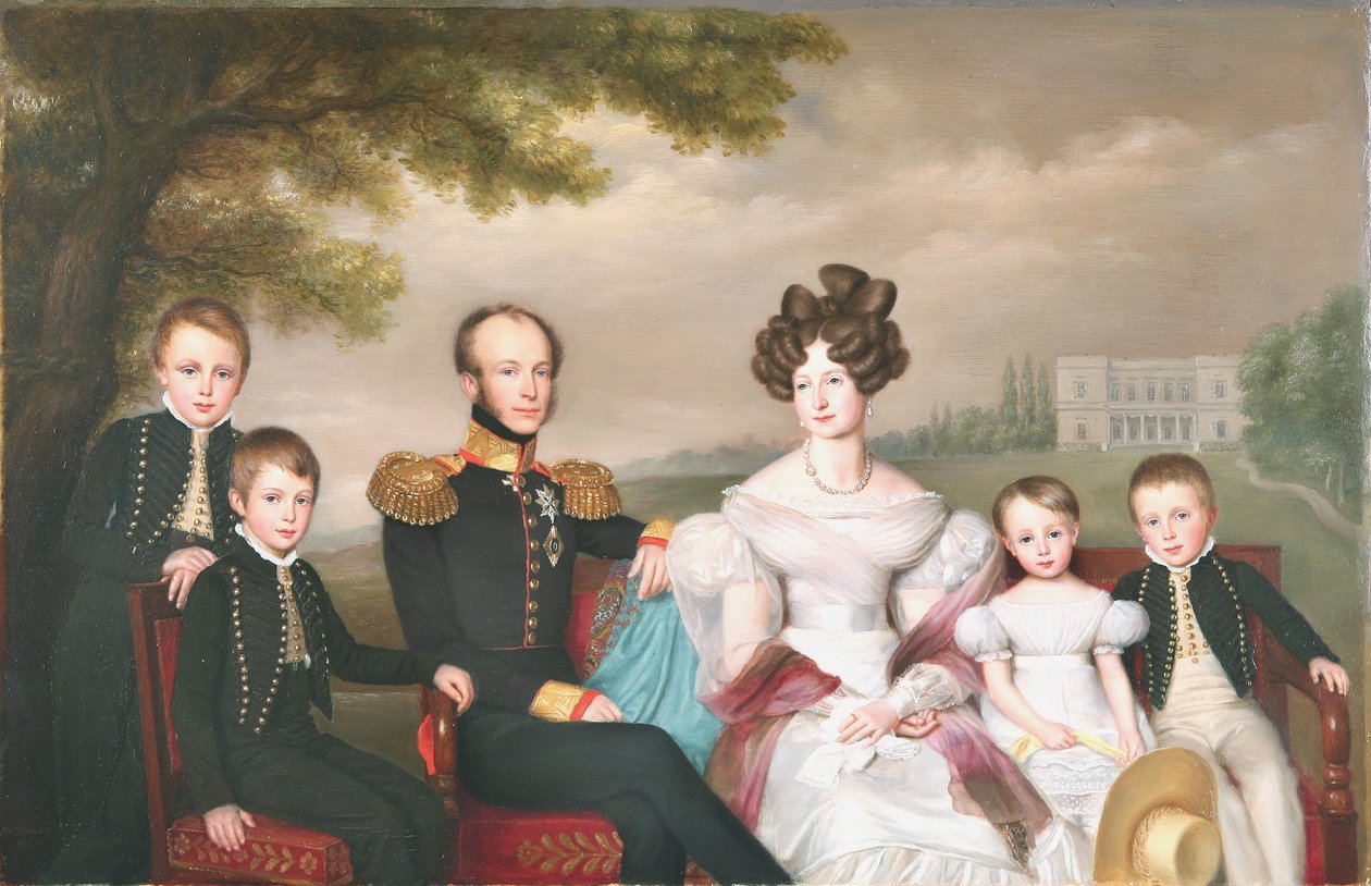 Kuningas William II perheineen. Vasemmalta oikealle tekijältä Jan Baptist van der Hulst