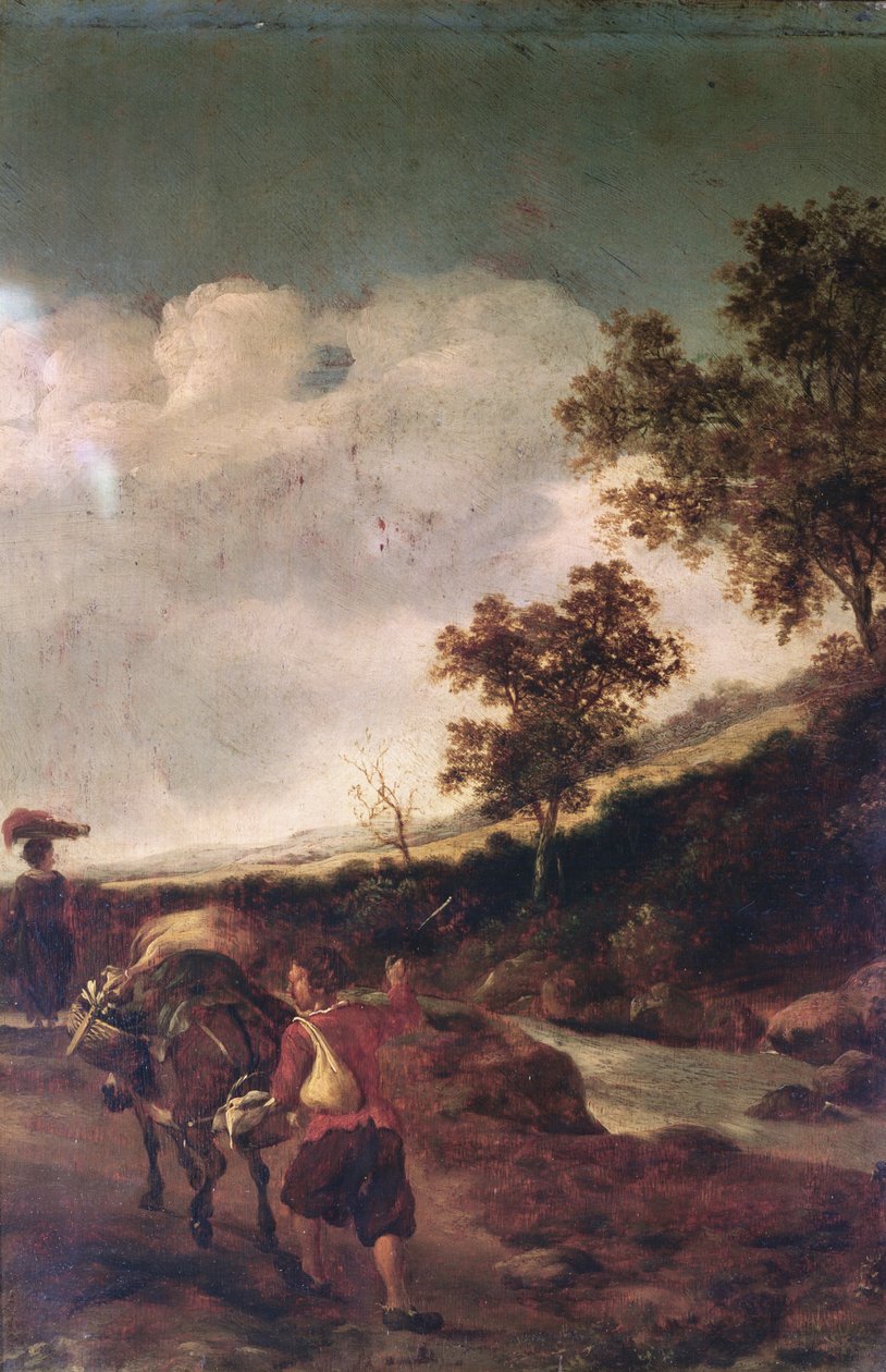Talonpoika ajamassa Laden Mulea, 1600-luku tekijältä Jan Dirksz Both