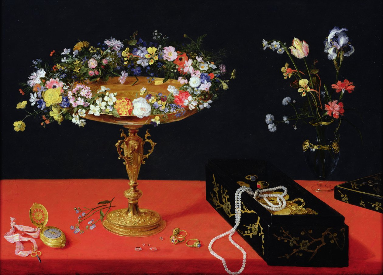 Tazzan asetelma kukilla tekijältä Jan the Elder Brueghel