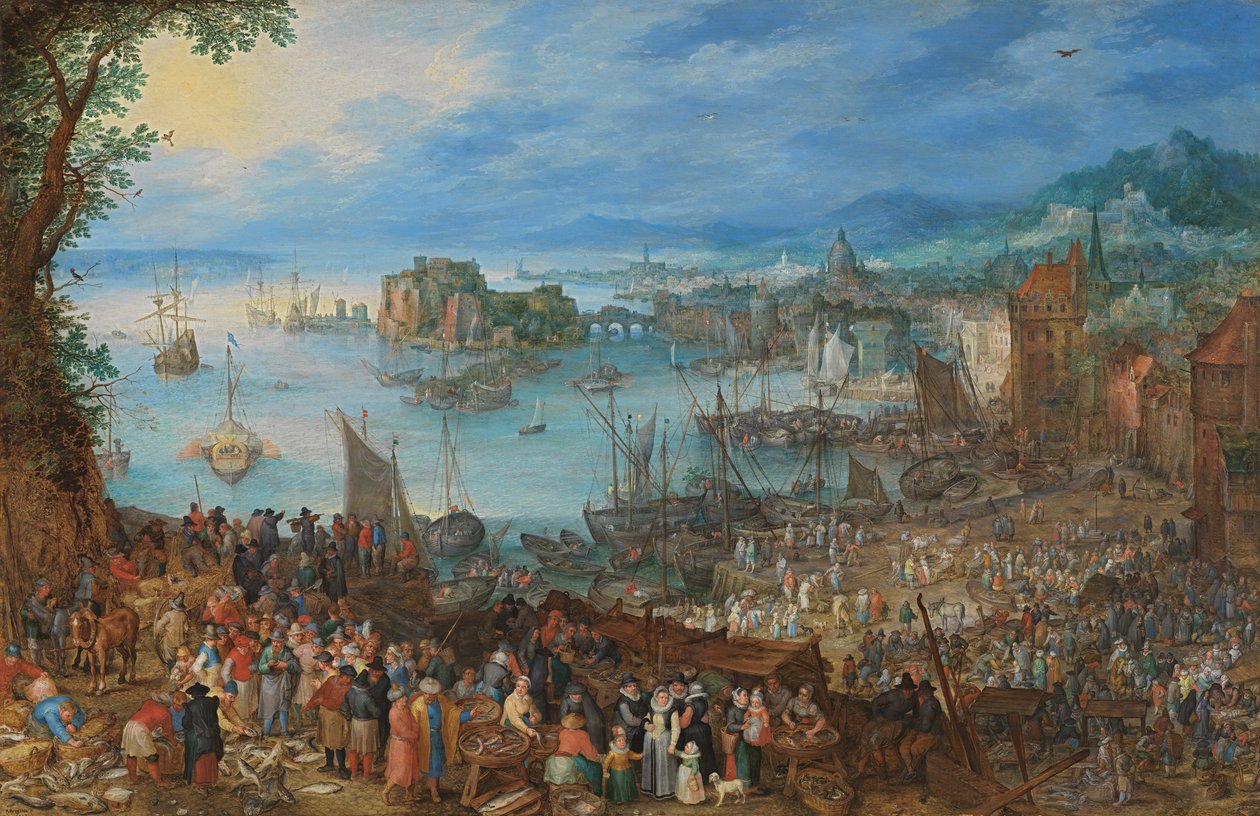 Upeat kalamarkkinat tekijältä Jan the Elder Brueghel