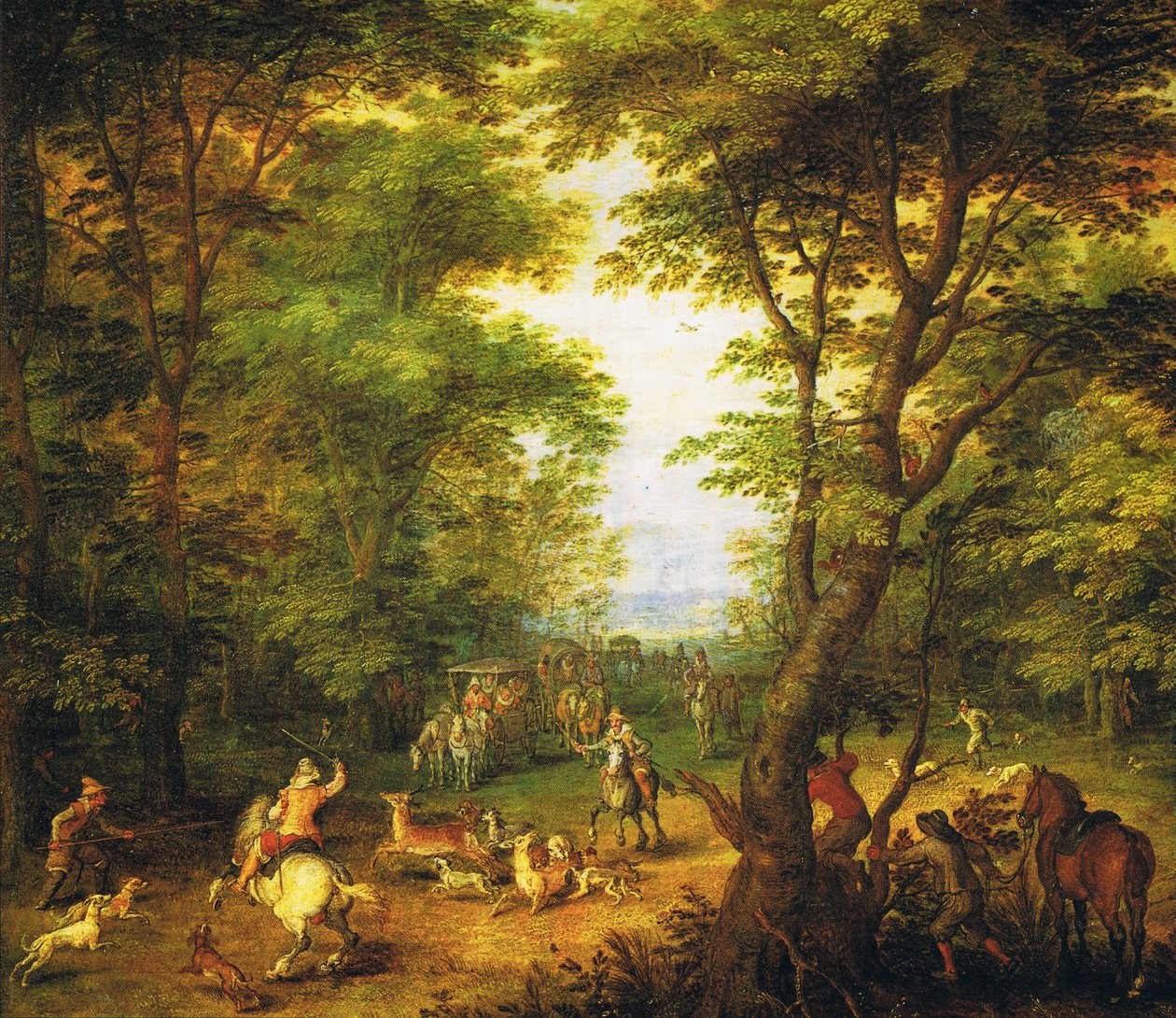 Herten jagen in het bos tekijältä Jan the Elder Brueghel