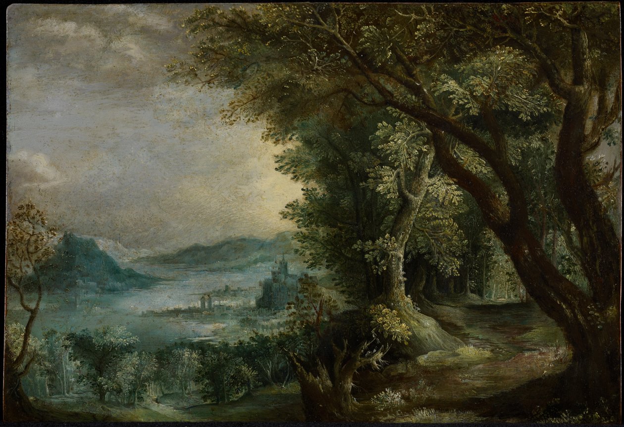 Kuvitteellinen maisema, vuoden 1600 jälkeen (öljy kuparille) tekijältä Jan the Elder Brueghel