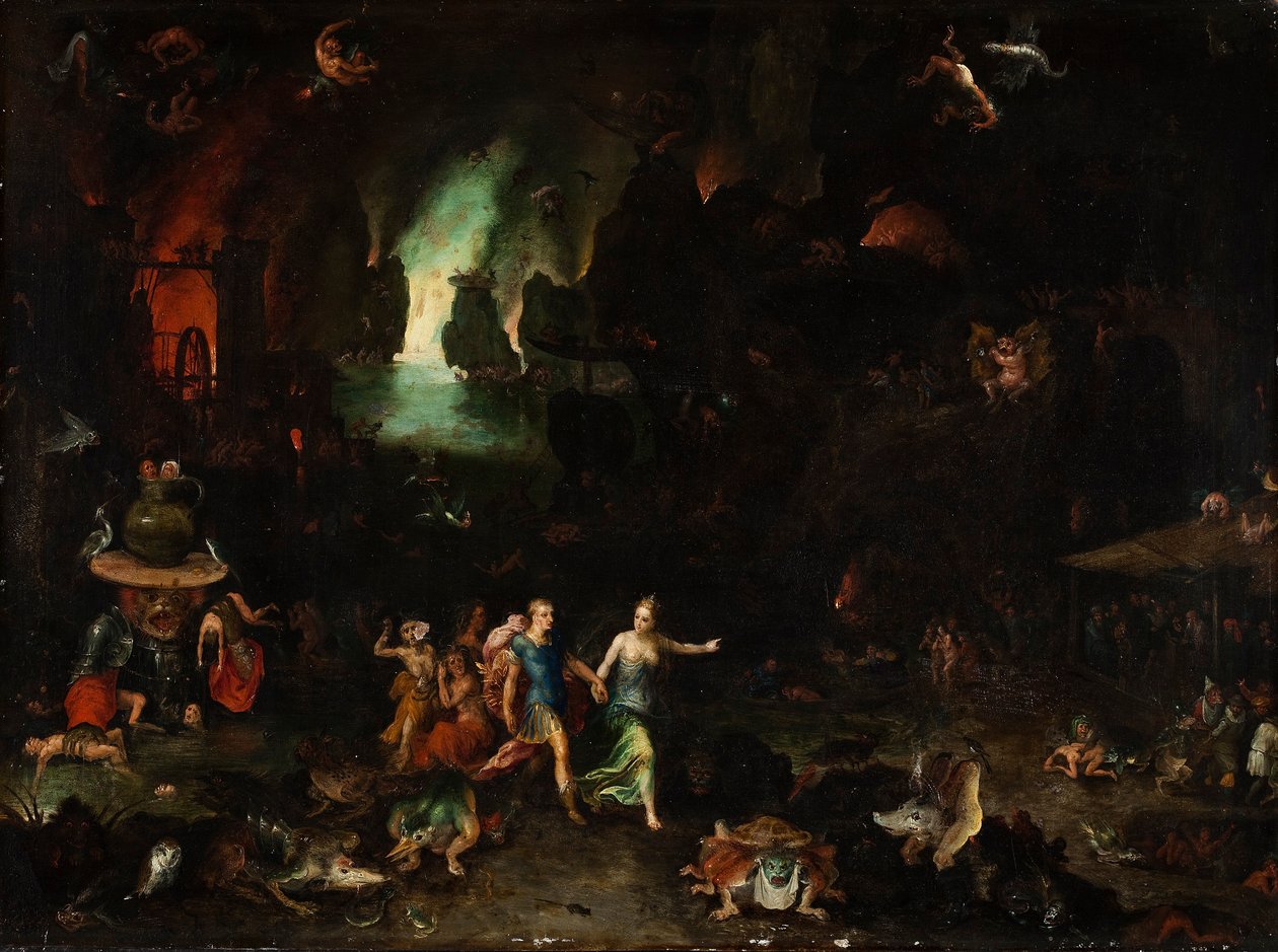 Aeneas ja Cumaean Sibyl Underworldissa tekijältä Jan the Elder Brueghel